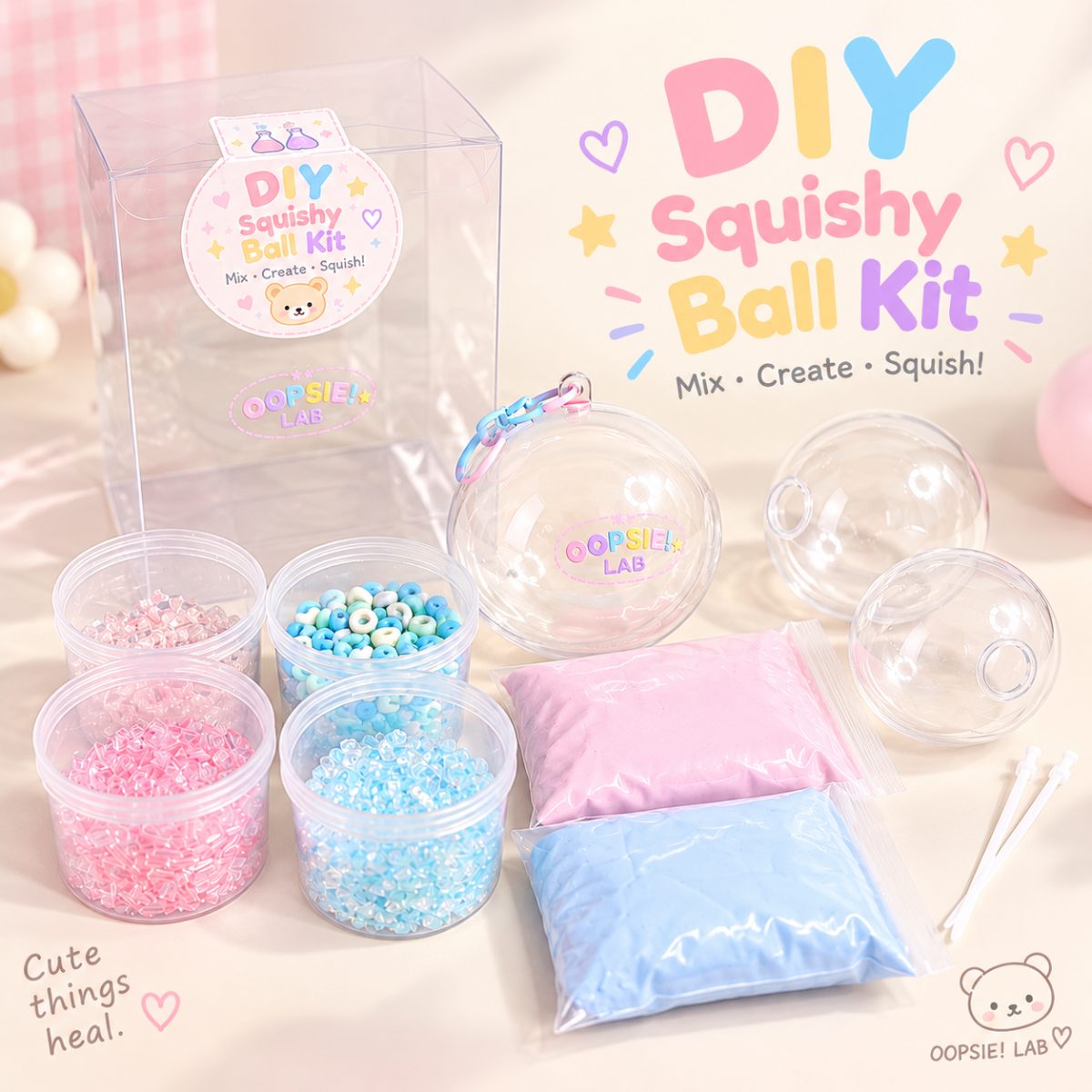Cotton Candy DIY Squishy Ball Kit